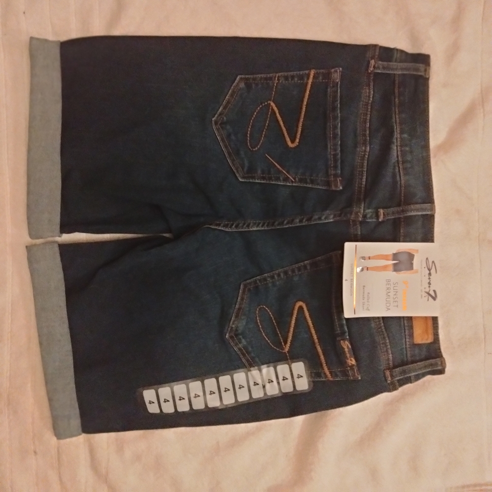Seven7 Indigo Denim Shorts with Embroidery